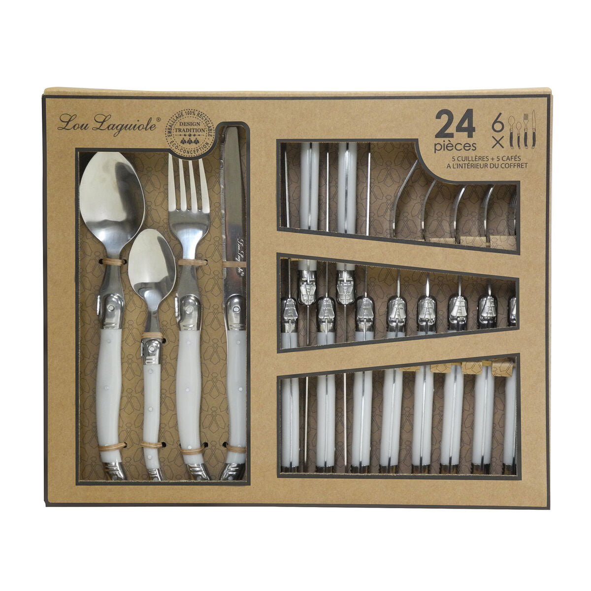 Cutlery Set Lou Laguiole Rustic 24 Pieces Bicoloured Metal
