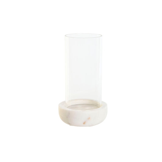 Ljusstakar Home Esprit Vit Naturell Glas Marmor 10 X 10 X 18 Cm