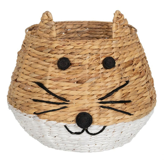 Bigbuy Home Basket Cat White Black Beige Natural Fibre 41 X 41 X 38 Cm