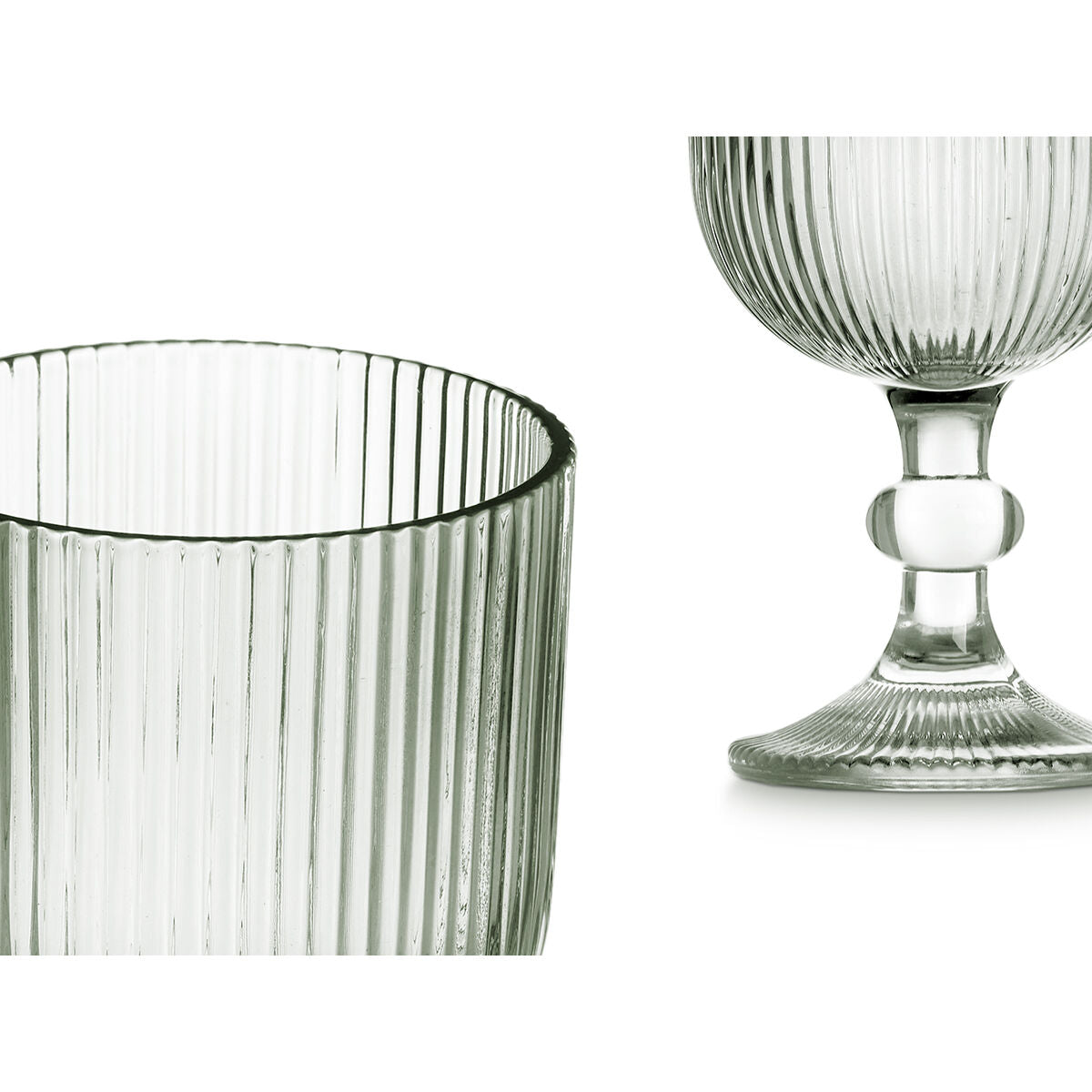 Vivalto Wineglass Stripes Green Glass 370 Ml (6 Units)